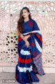 Womens Hand Block Printed Ikkat Cotton Mulmul Saree   Color:  Multicoloured   Fabric:  Mulmul Cotton