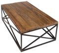 Polished Rectangular Brown Plain mah051 wooden iron coffee table