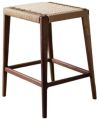 Brown wooden iron stool