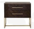Polished Rectangular Brown mah103 wooden iron bedside table