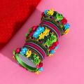 Multicolor Rose Floral Bangles Set