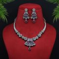 Premium Rani Color Monalisa Stone Oxidised Necklace Set