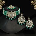 Rama Green Color Choker Kundan Necklace Set