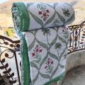 Green Printed light weight floral cotton quilt