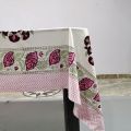 Cotton pink white hand block print table cloth