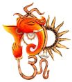 Wrought Iron Lord Ganesha with Om Wall Hanging