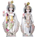 24 Inch White Marble Radha Krishna Statue