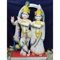36 Inch White Marble Radha Krishna Statue