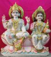 24 Inch White Marble Vishnu Laxmi Statue