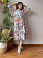 Multicolor Cotton Cambric Superdying bagru hand printed long one piece dress