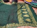 Full Sleeves Unstitched Multicolour ladies bandhani silk saree