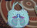 Stone Canvas Round Blue ladies handicraft handbag