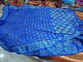 Full Sleeves Unstitched Blue ladies silk cotton saree