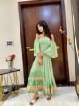 Kasturi Silk Regular Fit Printed ladies fancy light green boho maxi dress