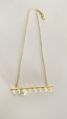 Pearl String Bar Brass Necklace