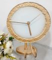 Metal & Wood Round White & Golden classy table clock