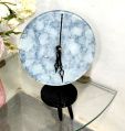 White marble round table clock