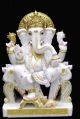 Asha Murti Bhandar White Carved marble ganesh statue
