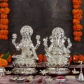 Silver Laxmi and Ganesha Statue