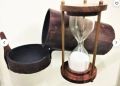 Round Brown Polished wooden hourglass sand timer