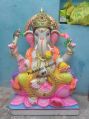 Multicolors Polished Worship painted marble ganesh statue