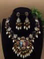 New Polished multicolor stone pearl necklace set