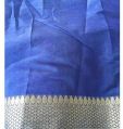 Pure Silk Blue plain silk saree fabric