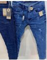 DERAN Stitched Regular Fit Plain mens blue denim jeans