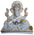 12 Inch Marble Ganesh Statue