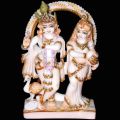 12 Inch White Marble Radha Krishna Statue