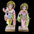 White Painted Cultural Marble Marble Dust Marble Powder 14 inch marble radha krishna statue