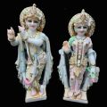 White Painted Cultural Marble Marble Dust Marble Powder 15 inch marble radha krishna statue
