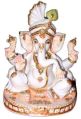 Cultural Marble Poly Resin White and Golden 15 inch white marble ganesh statue