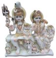 Cultural Marble Poly Resin Painted White 9 inch marble shiv parivar statue