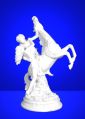 White marble couple horse statue