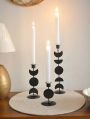 Black Plain 3 piece metal candle stand