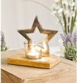 Golden Polished star shaped metal candle stand