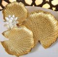 Polished Golden aluminium leaf shaped platter