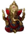 brass stone work ganesh statue