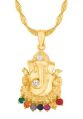 Metal Golden Polished gold plated ganesha navratna pendant