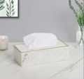 Rectangular White marble inlay work tissue box