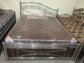 Silver stainless steel storage double bed