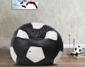 Leatherette Black and White football bean bag cover
