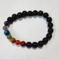 Gemstone Polished Round Multicolour Beaded 7 chakra reiki healing fengshui body balancing stone bead bracelet