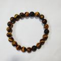 Brown tiger eye round semi precious stone bead bracelet