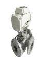 Electric Actuator Operated 3 Way Ball Valve Flanged End