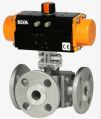 Pneumatic Actuator Operated 3 Way Ball Valve Flange End