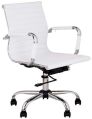 Square White Plain Polished Revolving Office Chair