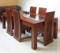 Rectangular Plain Brown 6 seater wooden dining table set