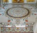 Polished White Printed marble inlay flooring